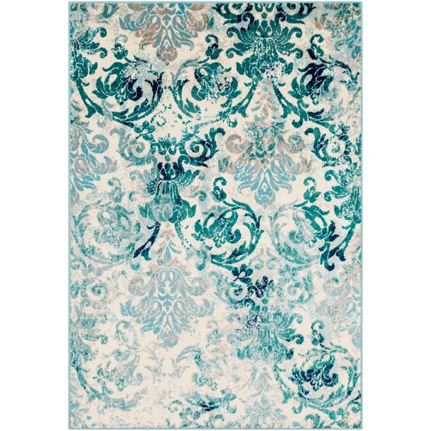 Walmart Ferdinand Teal Modern 6'7" x 9'6" Area Rug