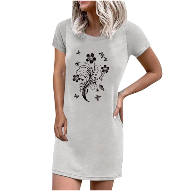 Vestido Seaxy de manga corta con estampado de verano y cuello redondo informal a la moda para mujer Fridja bnh3255