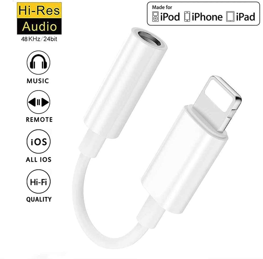 Headphone Jack Adapter Lἱghtning to 3.5mm AUX Audio Splitter for iPhone
