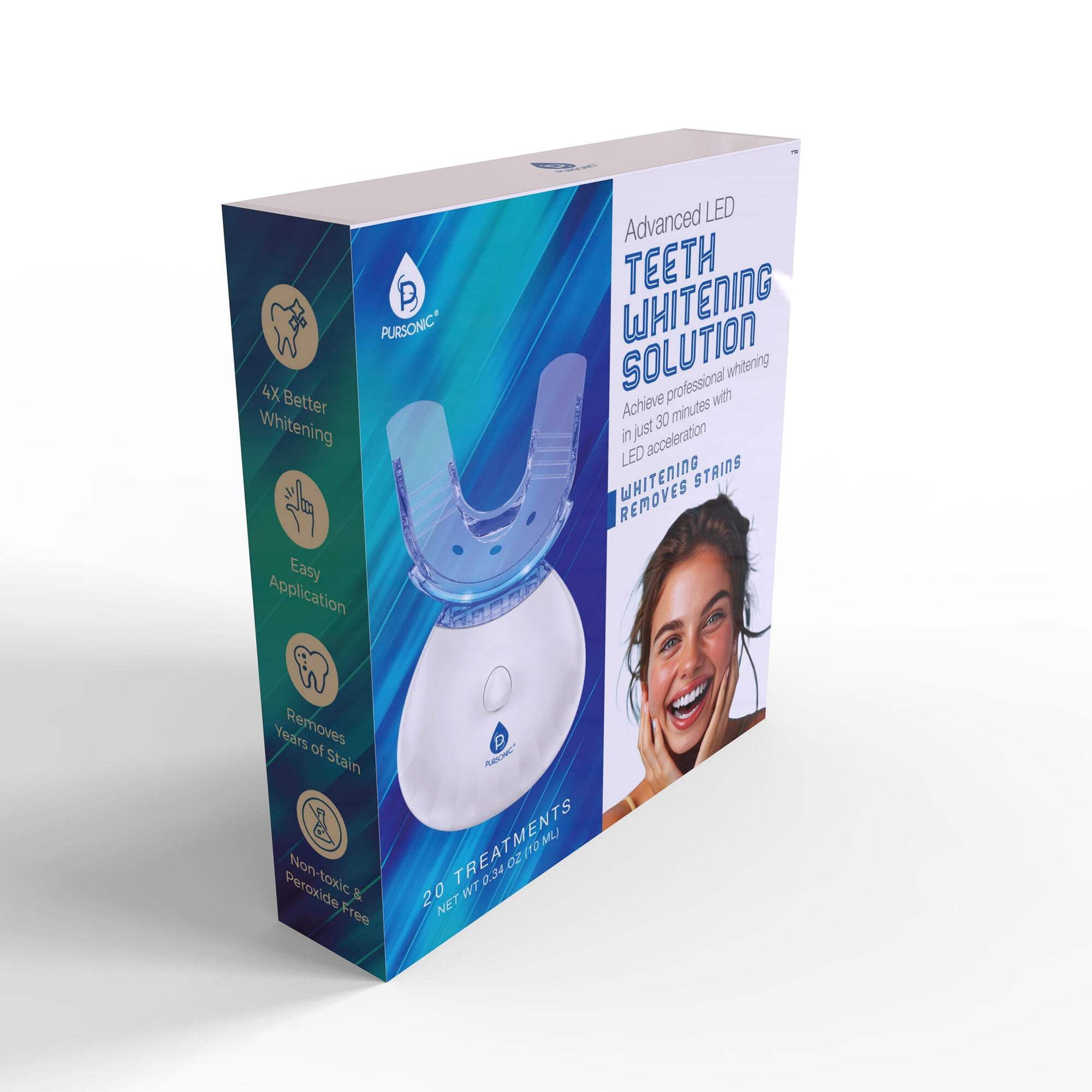 LED Teeth Whitening Kit with Light Accelerator, Enamel-Safe Whitening Gel, At-Home Dental Whitening System, Removes Coffee, Wine, Tea & Smoking Stains