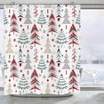 thumbnail image 2 of Merry Christmas Shower Curtain, Christmas Tree with Red Stars Snow Snowflake New Year Winter Bathroom Curtain Home Xmas Decor Waterproof Fabric Machine Washable with 12 Hooks, 2 of 6