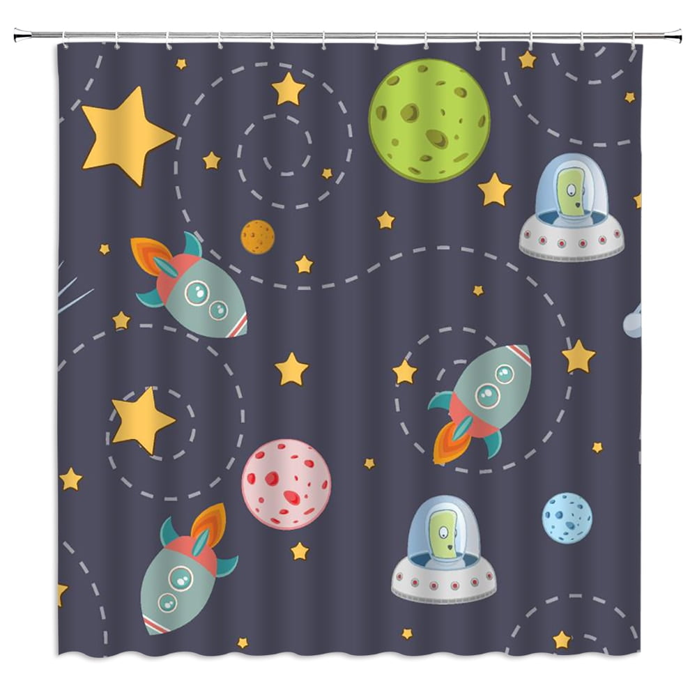 Cartoons Shower Curtains Science Fiction Children's room 3D