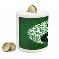 thumbnail image 2 of Ying Yang Piggy Bank, Digital Style Yin Yang Form Nature Themed Dots Print, Ceramic Coin Bank Money Box for Cash Saving, 3.6" X 3.2", Green Black White, by Ambesonne, 2 of 4