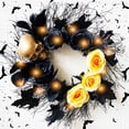 thumbnail image 5 of Cameland Couronne d'Halloween avec Lumières DEL Rouges pour Décorations de Porte d'Entrée, à Piles, Couronne Pailletée Étincelante, Décorations d'Halloween Intérieures et Extérieures, Déco de Fenêtre pour la Maison, 5 of 5