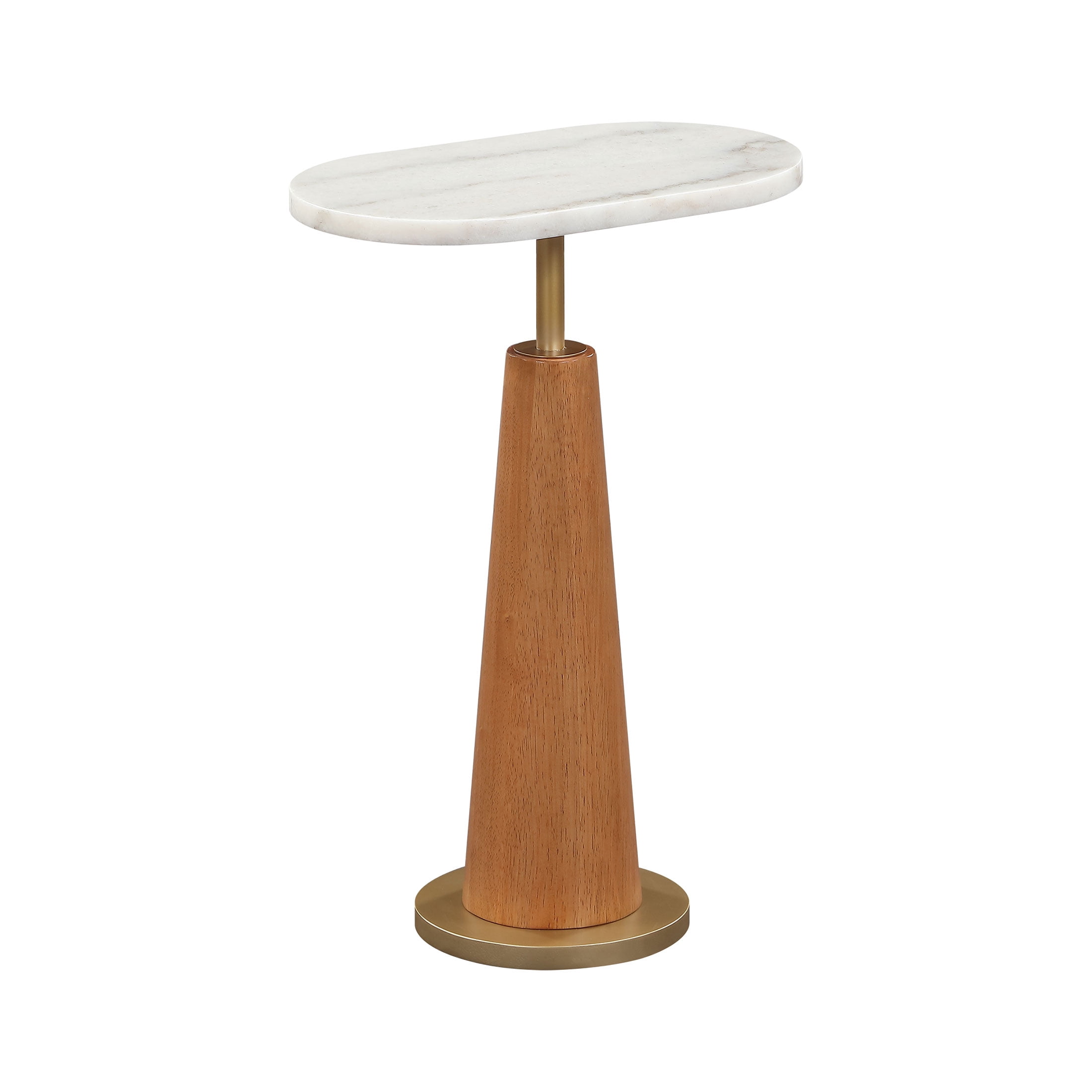 Beautiful Blyth Drink Table by Drew Barrymore, White Marble and Cherry Finish
