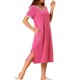 thumbnail image 4 of Camisón de noche de mujer con cuello en V Inspire Chic, con abertura lateral, manga corta, camisón largo con bolsillos, M Rosa Pink, 4 of 6