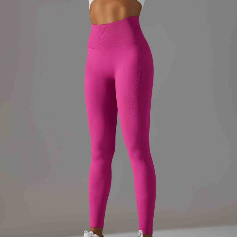 Penkiiy Yoga Pants Women's Fashion Casual Spring Summer Yoga Full Length  Pants Hot Pink Yoga Leggings for Women