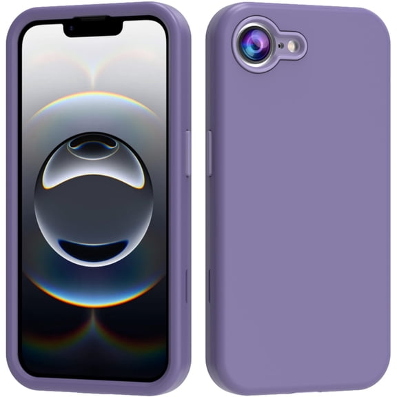 Decase Rugged Case for iPhone 16e,Dual-Layer Hard PC Bumper Smooth Touch Back Cover TPU,Shockproof Glossy Heavy Duty Cover,Lightpurple