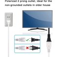 2 Prong Power Extension Cord 3FT/1 Meter, Polarized Plug Short Flexible