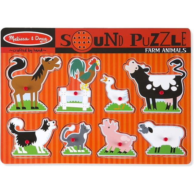 Melissa & Doug Farm Animals Sound Puzzle - Rompecabezas de clavijas de madera con efec Melissa & Doug Melissa & Doug