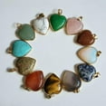 thumbnail image 2 of K-KED 10pcs/lot Wholesale Mixed Natural Stone Gold Side Heart Shape Pendant 25mm, 2 of 4