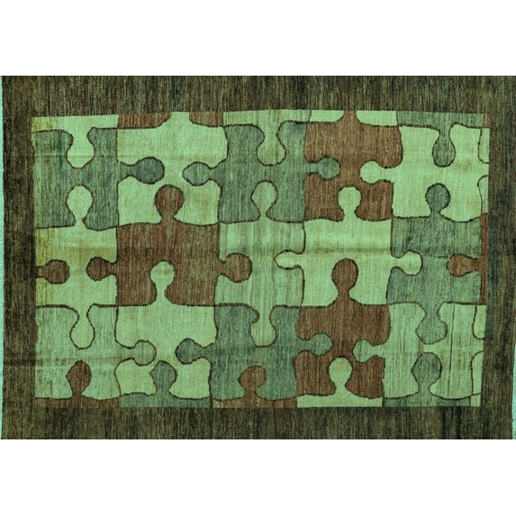 Ahgly Company Indoor Rectangle Abstract Turquoise Blue Modern Area Rugs, 2' x 3'