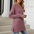 thumbnail image 7 of Lenpel Women's Tunic Tops Ribbed Knit Long Sleeve Crew Neck Side Split Loose T Shirts Soft Casual Tee Blouses Fall Fashion Outfits(Red,X-Large), 7 of 7