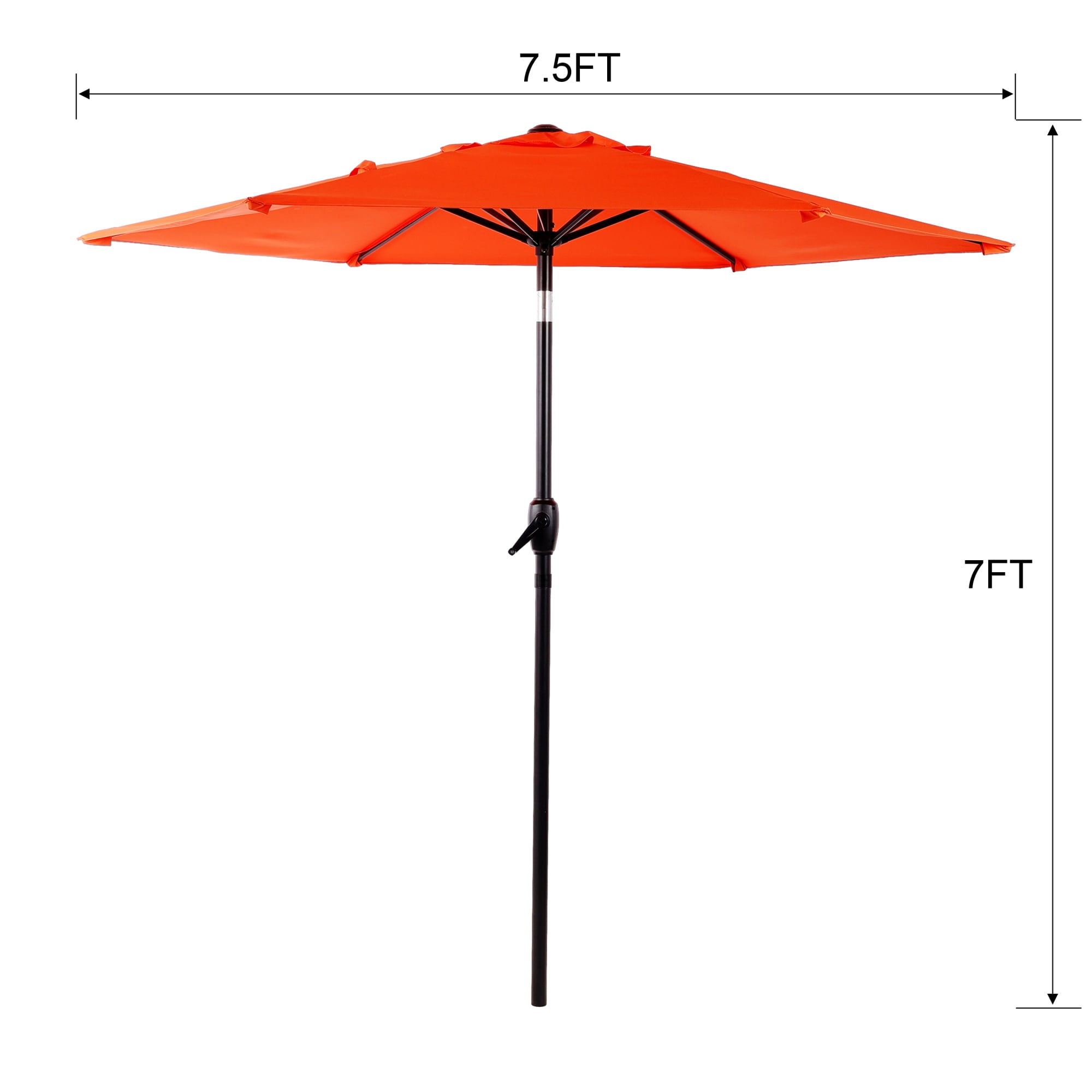 Leumius 7.5FT Patio Umbrella,Outdoor Market Yard Umbrella, Sun Shade Umbrella with Push Button Tilt and Crank Mechanism for Garden, Deck, Pool and Backyard, Not Include Umbrella Base,Orange