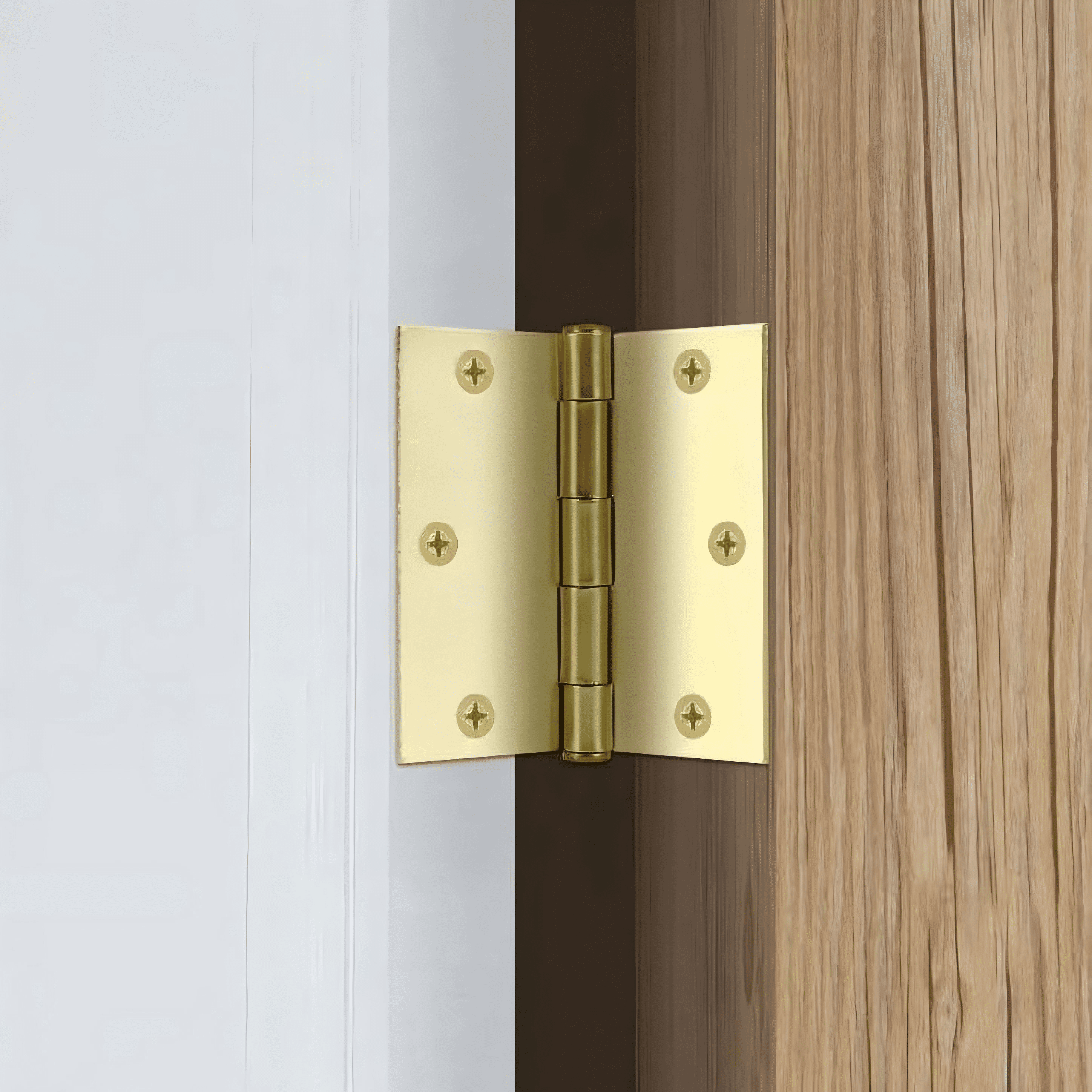 (2 pack) Hyper Tough 3-1/2 Inch New Square Corner Squeak-Free Door Hinge Brass, 1 Piece
