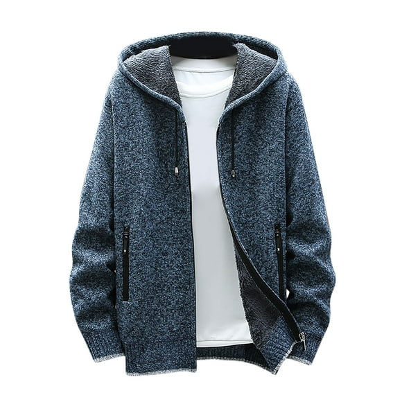 Lolmot Mens Jacket Classic Solid Color Knitted Sweater Cardigan Sweater Slim Jacket