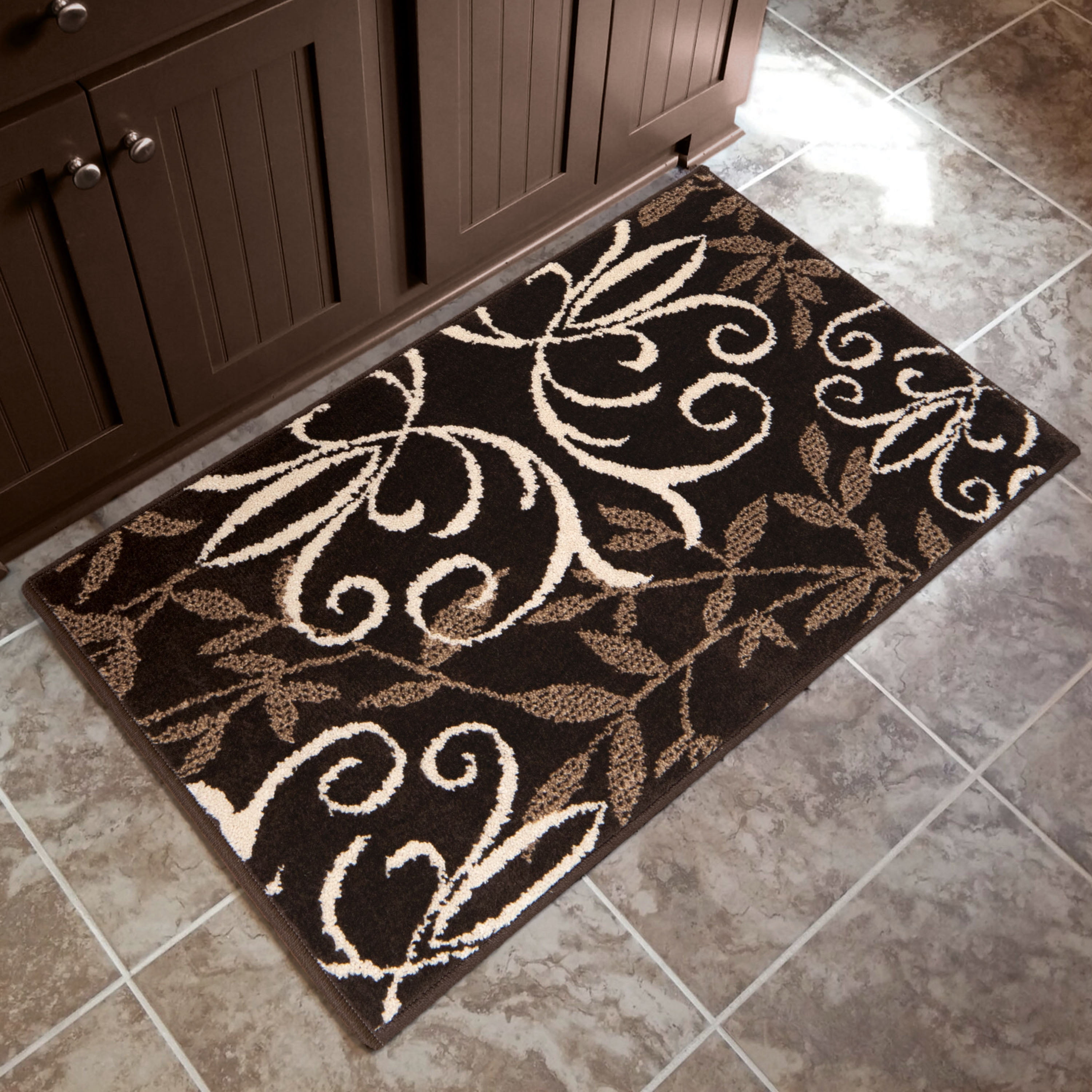 Better Homes & Gardens Iron Fleur Indoor Area Rug, Brown, 20" x 34