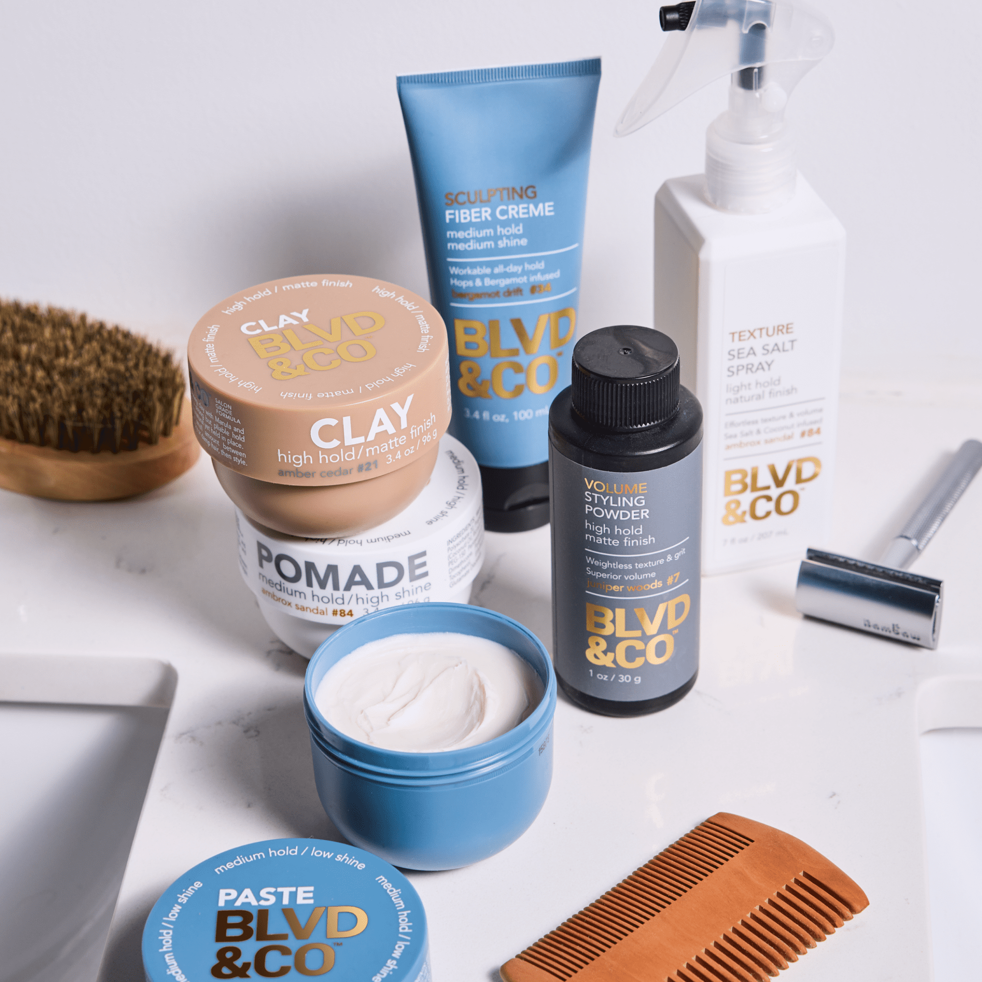 BLVD & CO Men’s Fiber Hair Cream, Medium Hold, Natural Shine, Clean Ingredients, Flexible Styling Cream