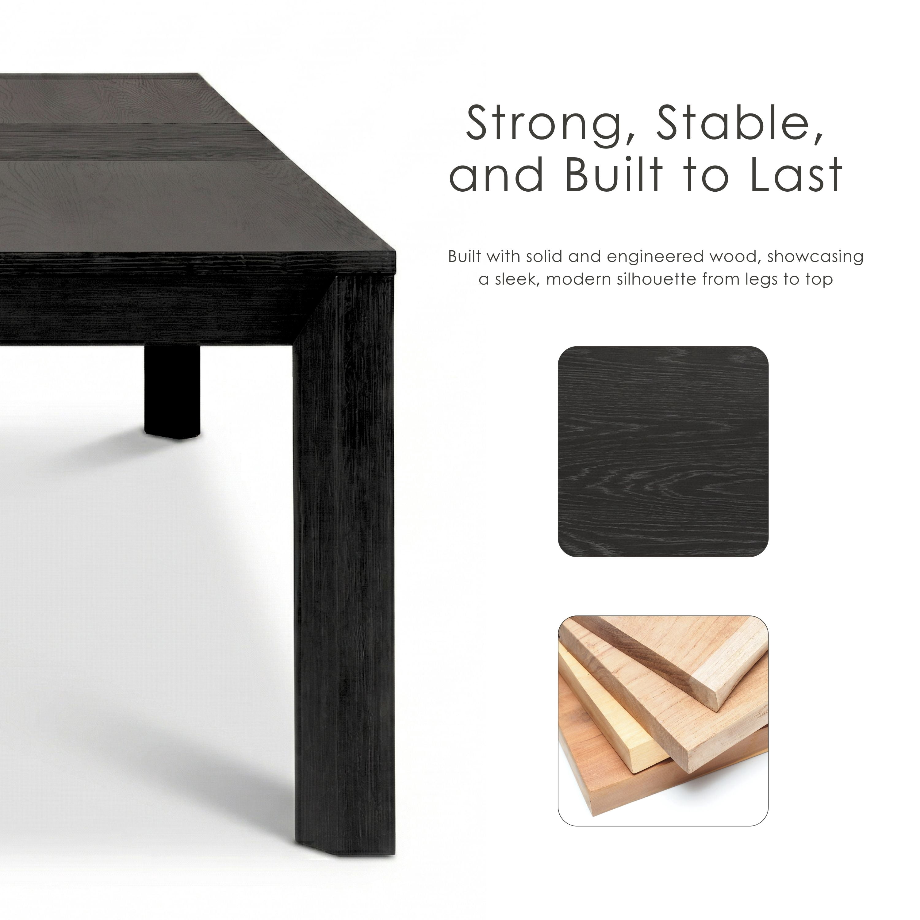 Furniture of America Direx 118" Solid Wood Rectangle Indoor Dining Table, Weathered Black
