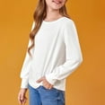 thumbnail image 5 of XuJwPNcy Girls Puff Long Sleeve Shirts Casual Crewneck Soft Tunic Tops Fashion Blouse Shirts Toddler Girls Clothes, 5 of 6