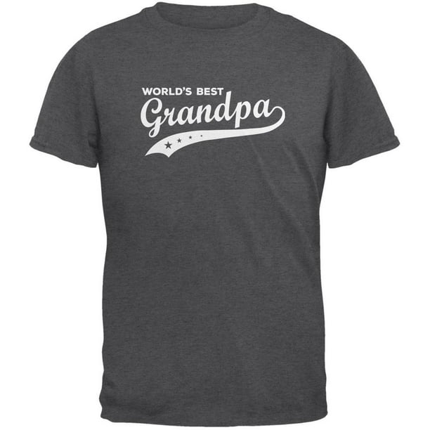 Old Glory Father's Day - World's Best Grandpa Dark Heather Adult T-Shirt Gray LG