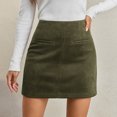 thumbnail image 5 of IUYRTFE Women's Faux Suede Mini Skirt – High-Waist Zip-Up A-Line Short Skirt for Fall, Winter, and Casual Daily Wear, 5 of 8