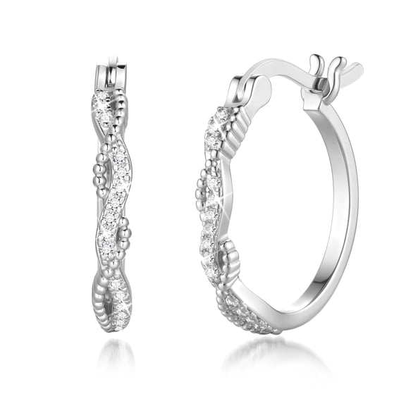Ydou 14k White Gold Plated Hoop over 925 Sterling Silver Earrings for Women, Lightweight Circle Hoops Earring 20mm Christmas Birthday Gift