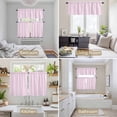 thumbnail image 6 of Pink White Stripe Kitchen Curtains Sets for Windows 24 Inch Length, Modern Minimalist Geometric Striped Rod Pocket Window Treatments Tier Curtains and Valances Set for Bedroom/Bathroom, 6 of 8