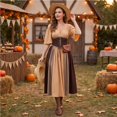 thumbnail image 6 of Plus Size Renaissance Dress, Medieval Dress for Women, Renaissance Dress Womens Medieval Ren Faire Costume Corset Victorian Ball Gowns Elegant Vintage Irish Dresses Halloween, Khaki M, 6 of 6