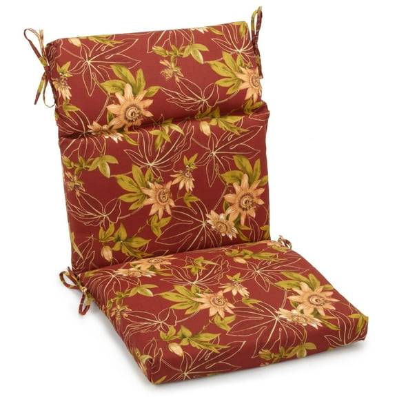 Blazing Needles Spun Polyester Outdoor Squared Seat/Back Chair Cushion-Color:Passion Ruby