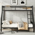 thumbnail image 3 of Twin XL over Queen Bunk Bed, Heavy Duty Metal Bunk Bed with Safety Guardrail & PVC-covered Ladder for Adults, Teens and Kids (Black), 3 of 7