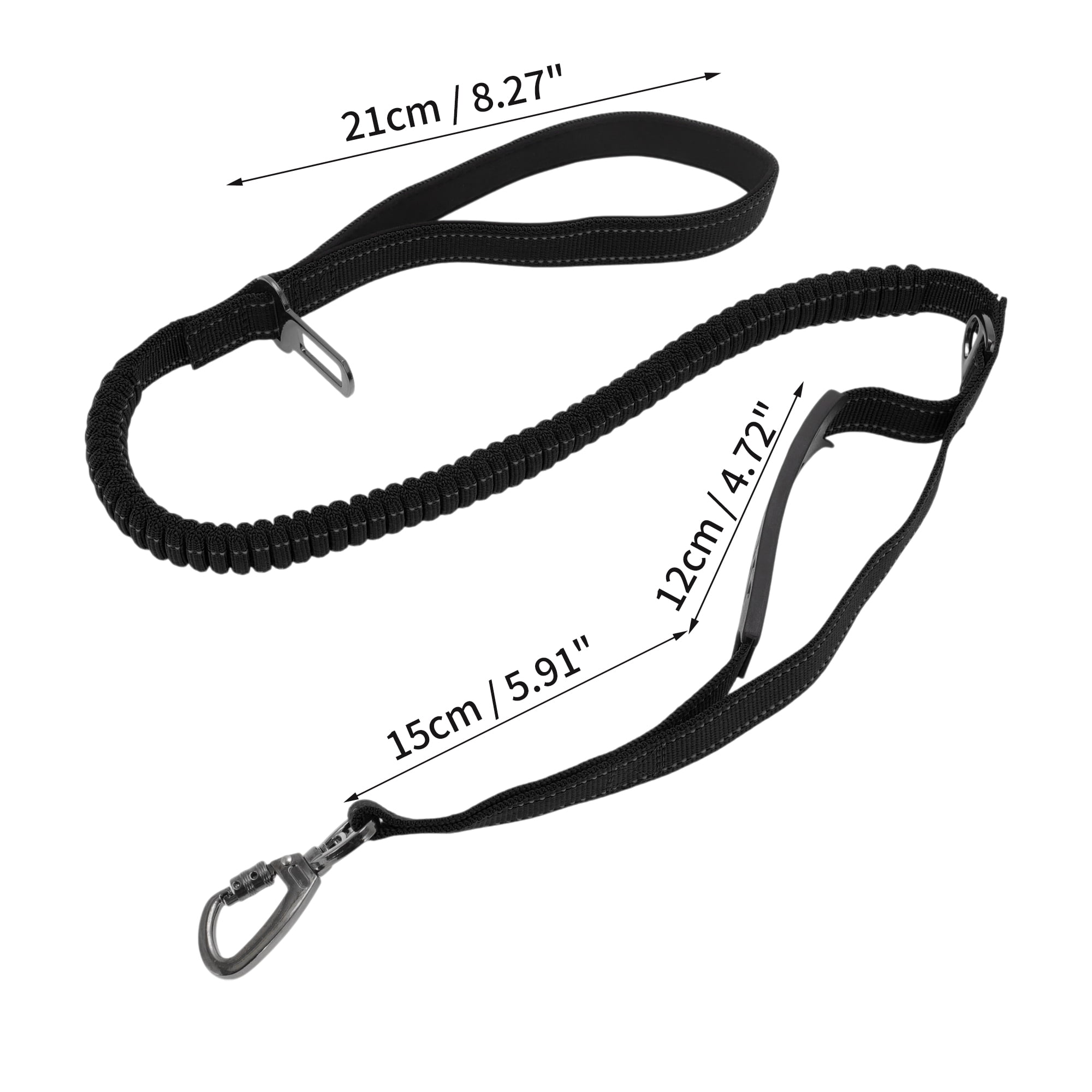 Unique Bargains Dog Car Seatbelt with Shock Absorbing Leash and Handles Black
