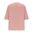 thumbnail image 5 of Hfnxid Womens Cotton Linen Tops Crew Neck Puff Long Sleeve Shirt Fashion Casual Loose Fit Top Spring Holiday Going Out Blouses-Pink, 5 of 6
