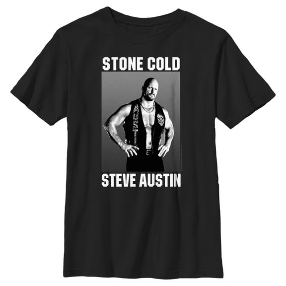 Boy's WWE Stone Cold Steve Austin Black and White Photo  Graphic Tee Black X Small
