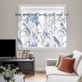 thumbnail image 5 of White Blue Spring Floral Kitchen Curtains Short 45 Inch Length, Summer Birds Botanical Grommet Top Bedroom Living Room Curtains, Light Filtering Cafe Curtain Drapes 2 Panels Set 84''x45'', 5 of 9