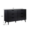 thumbnail image 4 of Pemberly Row Simple Wood 6 Drawer Dresser with Cut Out Handles - Black, 4 of 16