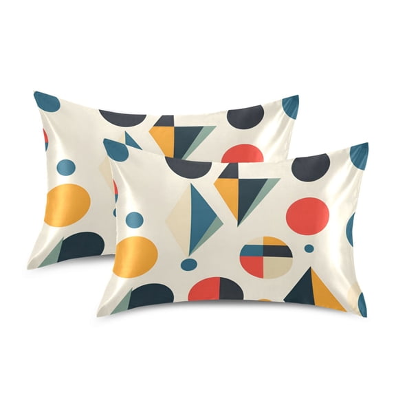 Yayeee Pillowcase Standard Size Set of 2 Satin Wrinkle Resistant Pillow Case, Red Geometric
