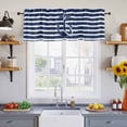 thumbnail image 4 of Navy Blue Anchor Nautical Valances for Windows, Navy Blue Striped Farmhouse Light Filtering Kitchen Curtains, Rod Pocket Window Valance Curtains for Living Room Bedroom, 42" W x 12" L, 2 Panels, 4 of 9