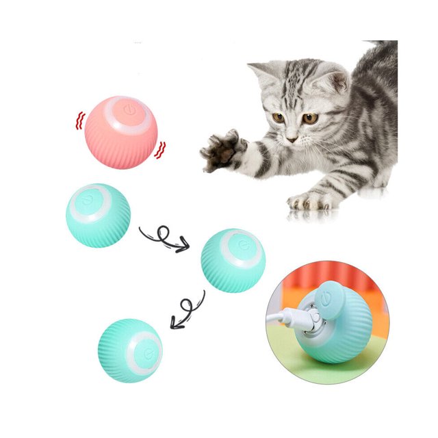 Juguete interactivo inteligente para gatos, bola rodante automática, juguetes para gatos que se mueven solos, azul