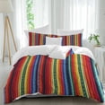 thumbnail image 2 of Rainbow Striped Bedding 3 Piece Duvet Cover Set California King, Boho Ethnic Colorful Lines Minimalist Soft Microfiber Comforter Cover with Zipper Closure & Pillowcases, FadeResistant Quilt Cover, 2 of 9