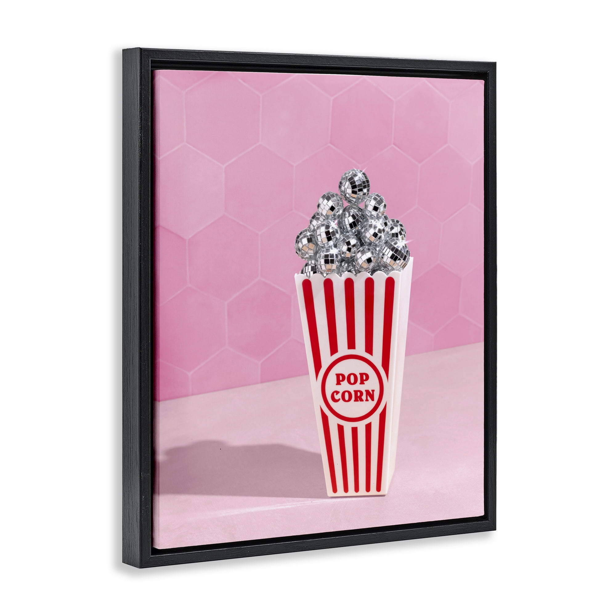 Stupell Industries Pink Disco Popcorn Black Framed Floater Canvas Wall Art, design by LISH Creative