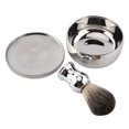 thumbnail image 2 of Gegong Alloy Shaving So Ap Mug Bowl With Lid + Silver Handle Faux BADG ER Hair Brush Men Shave Tool Kit, Brush Bowl, Shave Tool, 2 of 8