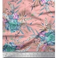 thumbnail image 1 of Soimoi Pink Georgette Viscose Fabric Leaves,Pink & Blue Floral Printed Fabric 1 Yard 42 Inch Wide, 1 of 1