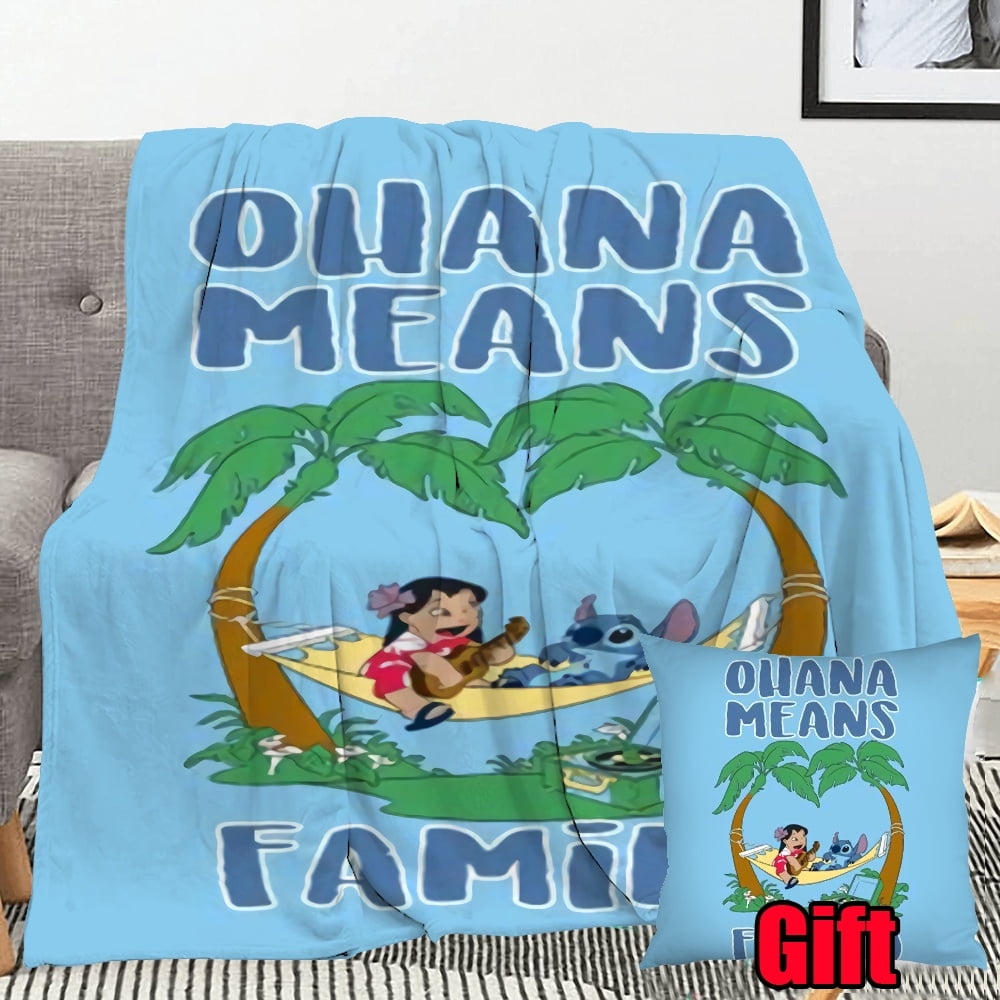 Disney Lilo & Stitch Throw Blanket With Pillow Cover Outing Travel