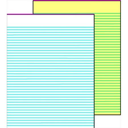 Gummed Ruled Writing Pad, 8.5 x 11 In, 15 Lb, 50 Sheets, Sulphite Bond Paper, Canary, Pack 12