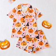 thumbnail image 4 of Summer Sales Womens Pajama Sets Satin Funny Pumpkin Print Fall Matching Loungewear Halloween Pajama Sets for Women 2 Piece, 4 of 7