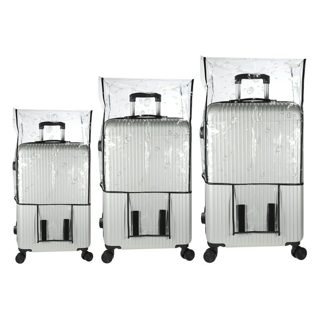 Unique Bargains 3Pcs Luggage Covers, 20 24 28 Inch Waterproof PVC Suitcase Cover Protectors, Black