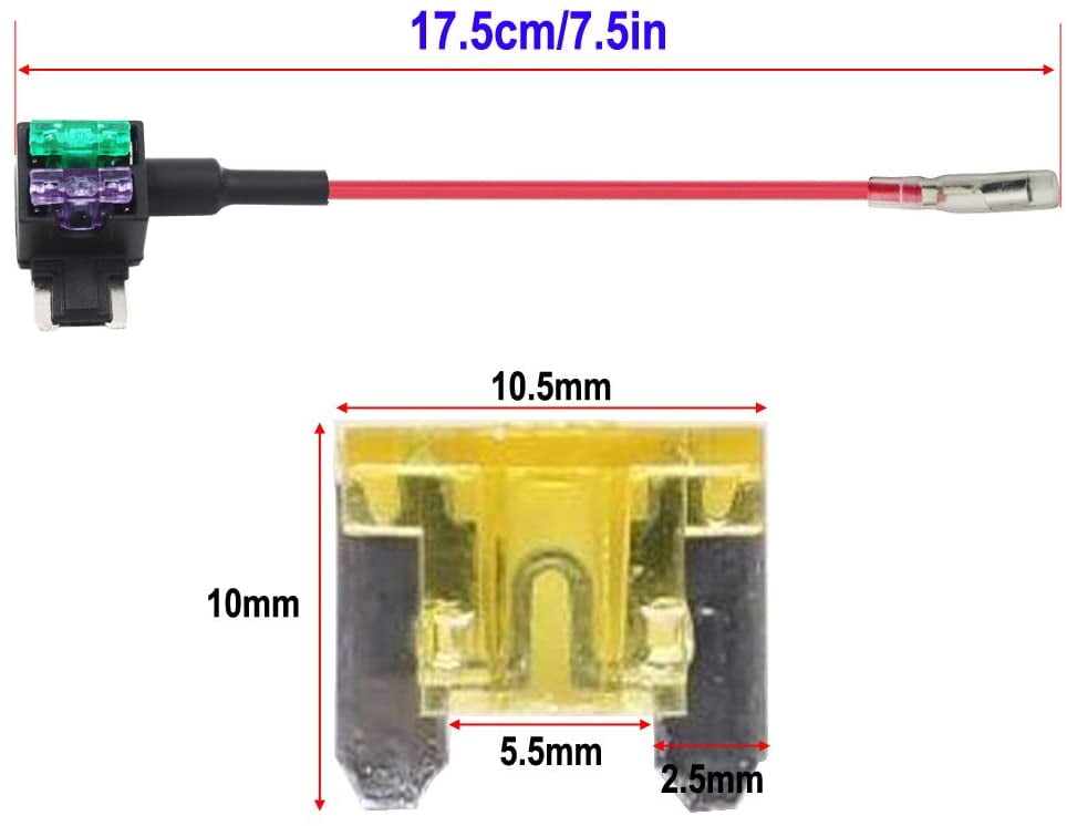 10 Pack 12V 24V Mini Low Profile Add-a-Circuit Fuse Tap ACS Miniature Piggy Back Blade Fuse Holder with 10A 15A 20A Fuse 