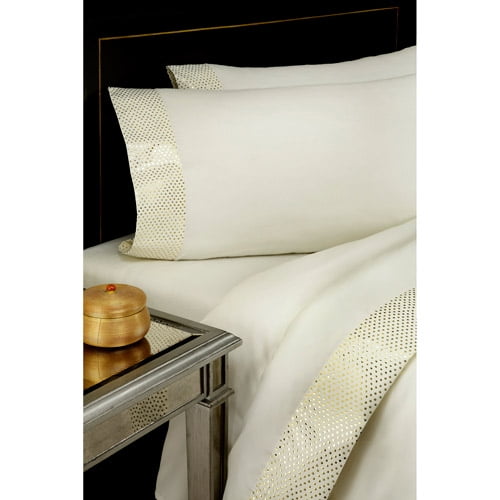 Divatex Home Fashions Metallic Printed Bling Bedding Sheet Set, Dots