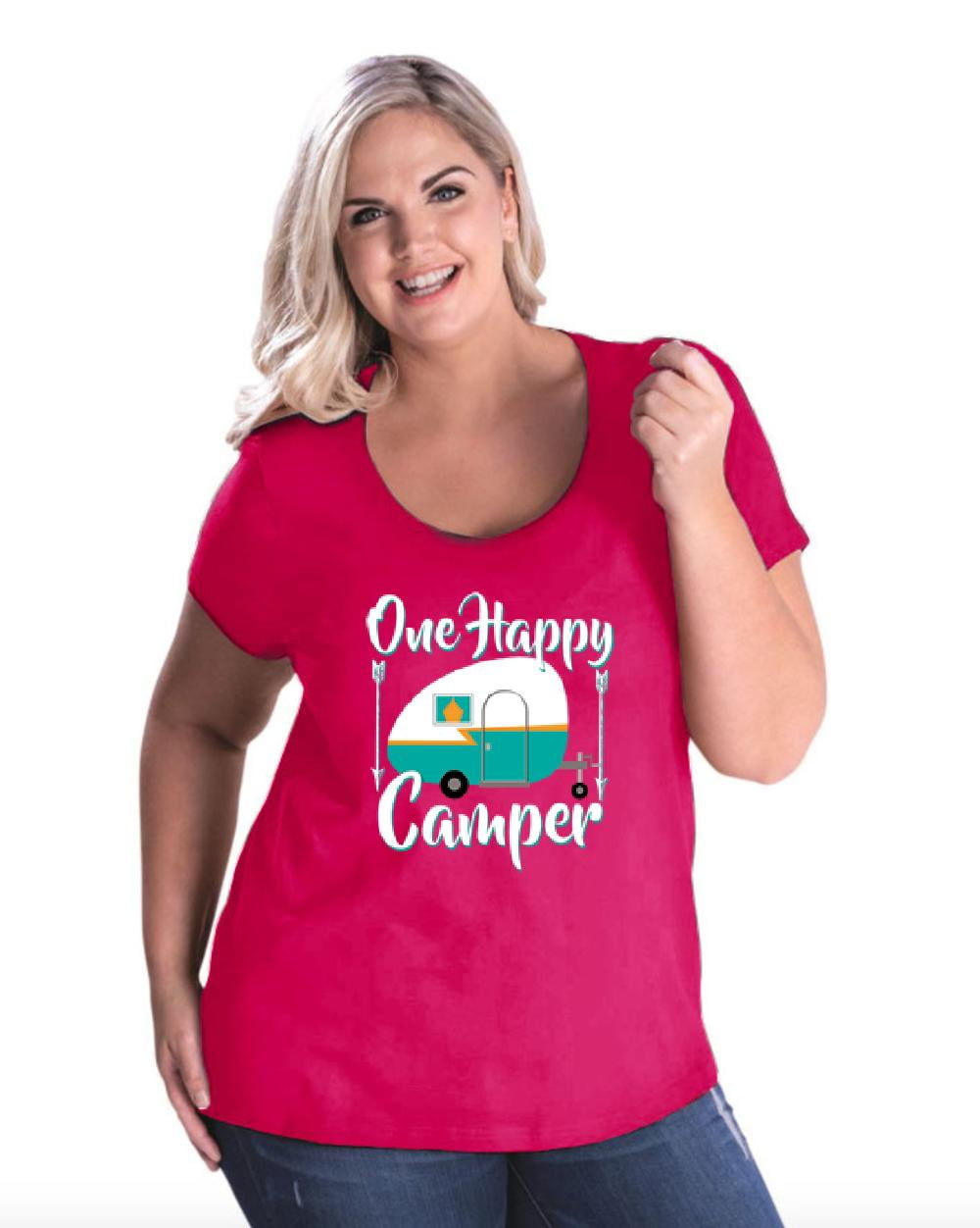 IWPF Womens and Womens Plus Size Camping One Happy Camp Curvy TShirt